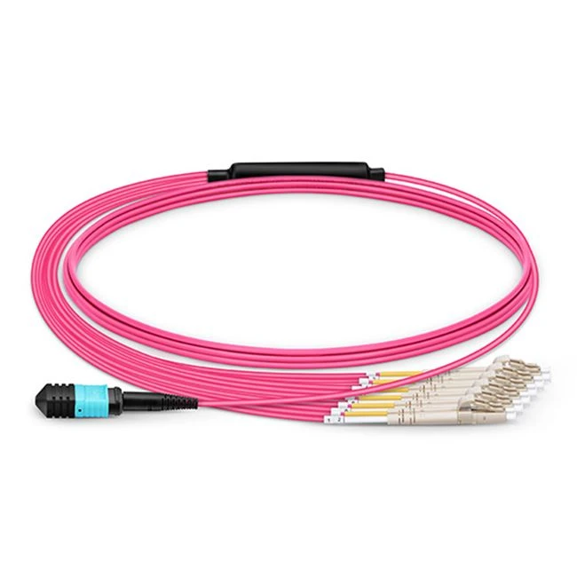 MPO į 4LC Dx OM4 Jumper Magenta